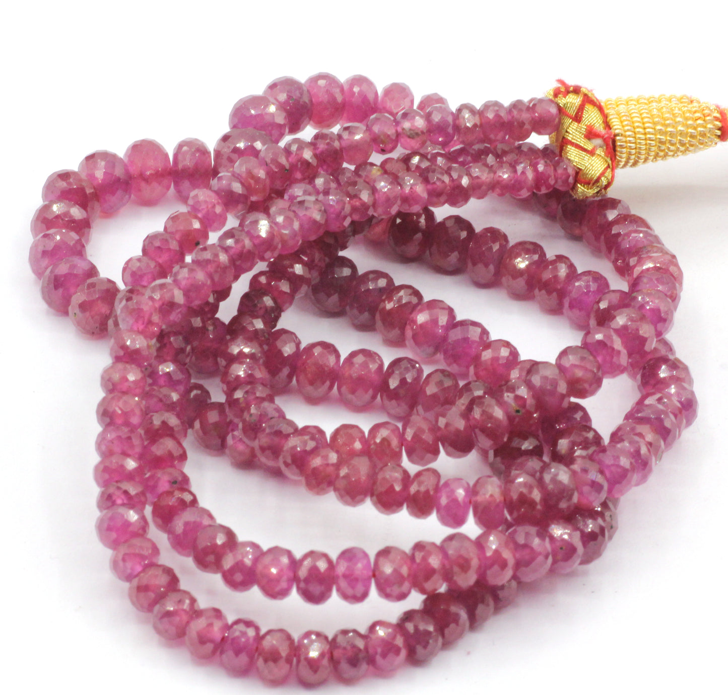 Ruby Faceted Roundel Beads Necklace