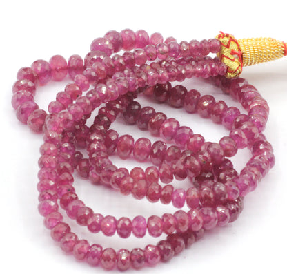 Ruby Faceted Roundel Beads Necklace
