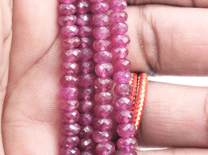Ruby Faceted Roundel Beads Necklace