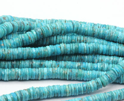 Turquoise Faceted Heshi Beads, Sleeping Beauty Turquoise
