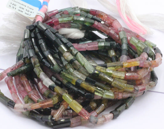 Tourmaline Faceted Tube Beads