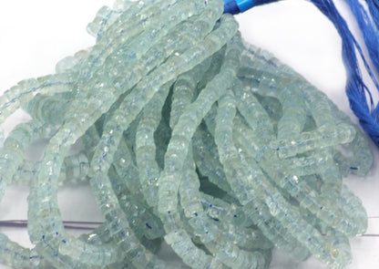 Aquamarine Beads Faceted Heshi, Faceted Donut, Faceted Tyre
