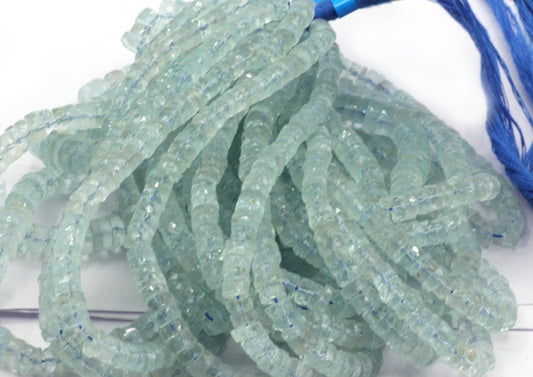 Aquamarine Beads Faceted Heshi, Faceted Donut, Faceted Tyre