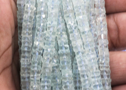 Aquamarine Beads Faceted Heshi, Faceted Donut, Faceted Tyre
