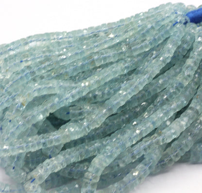Aquamarine Beads Faceted Heshi, Faceted Donut, Faceted Tyre
