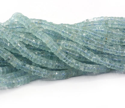 Aquamarine Beads Faceted Heshi, Faceted Donut, Faceted Tyre
