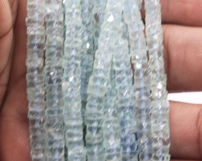 Aquamarine Beads Faceted Heshi, Faceted Donut, Faceted Tyre