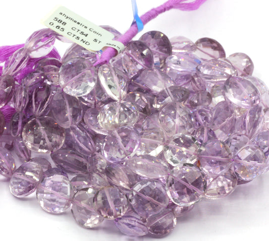 Amethyst Faceted Coin Beads