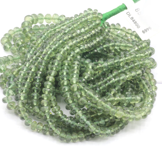 Green Apatite Faceted Round Beads