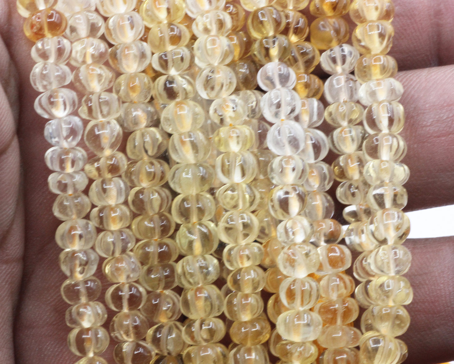 Citrine Beads Carved Water Melons, Carved pumpkins