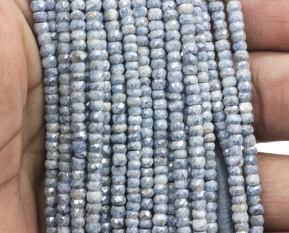 Blue Sapphire Faceted Roundel Beads