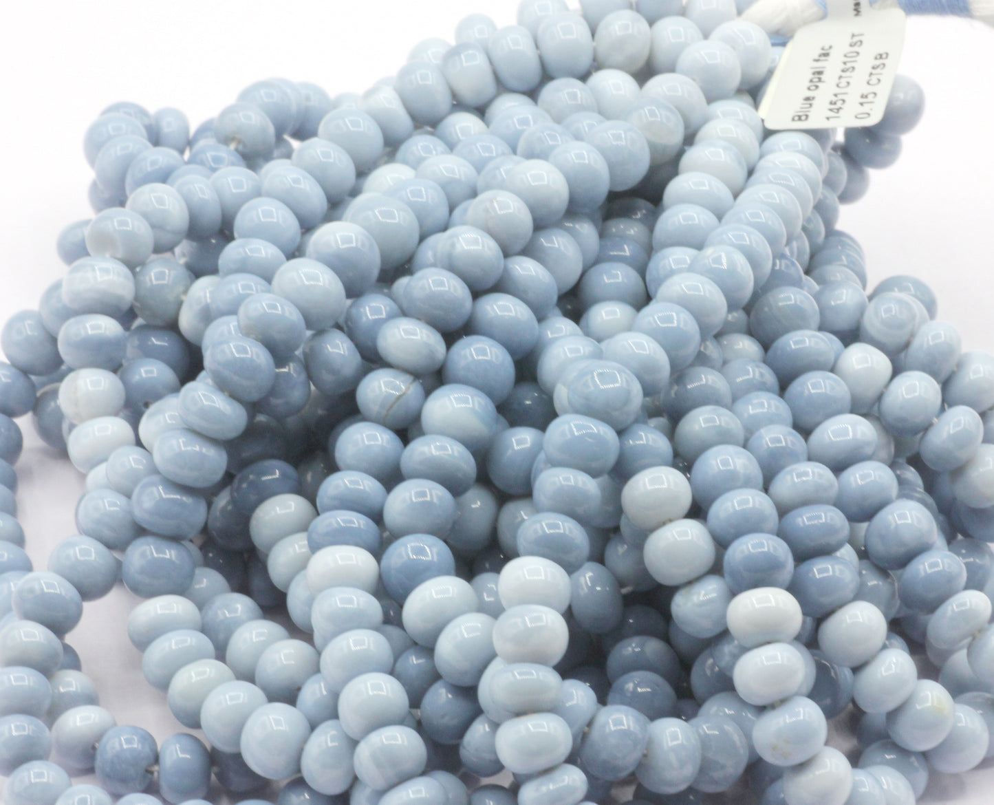 Opal, Blue Opal Smooth Roundel Beads, Natural Blue Opal