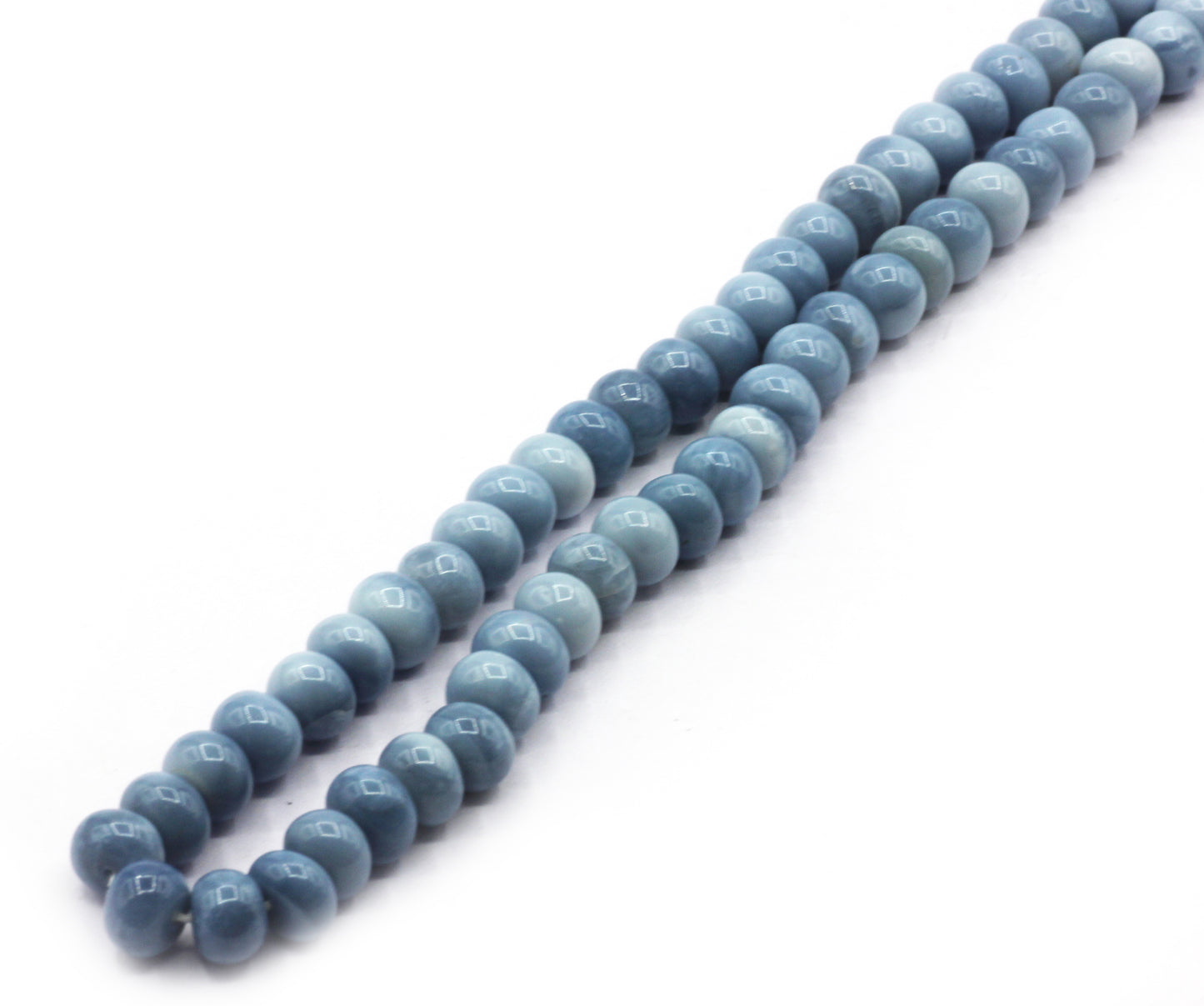 Opal, Blue Opal Smooth Roundel Beads, Natural Blue Opal