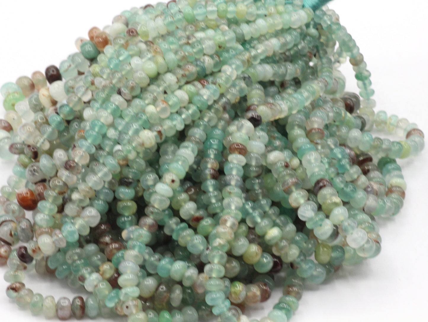 Chalcedony, Aqua Chalcedony Smooth Roundel Beads