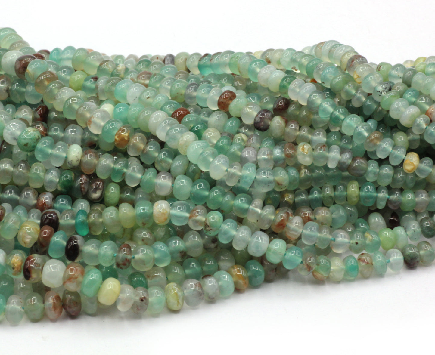 Chalcedony, Aqua Chalcedony Smooth Roundel Beads