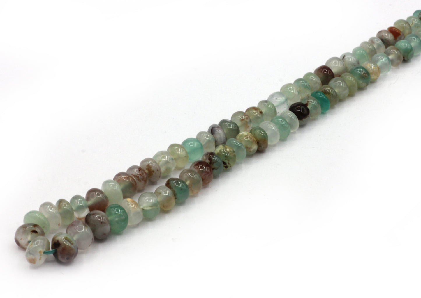 Chalcedony, Aqua Chalcedony Smooth Roundel Beads