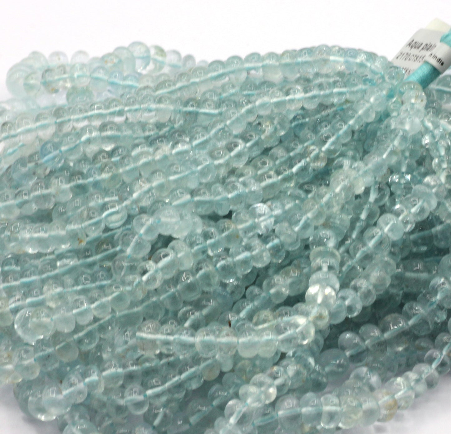 Aquamarine Smooth Roundel Beads, Natural Aquaranire