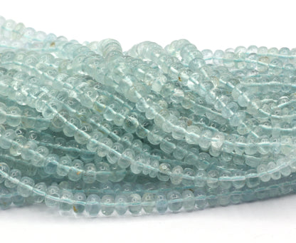 Aquamarine Smooth Roundel Beads, Natural Aquaranire