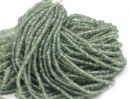 Green Sapphire Faceted Roundel Beads