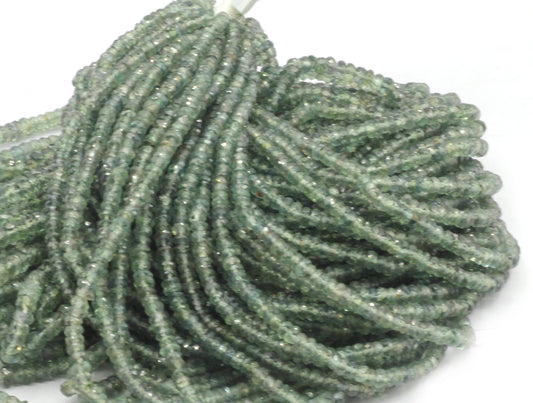Green Sapphire Faceted Roundel Beads