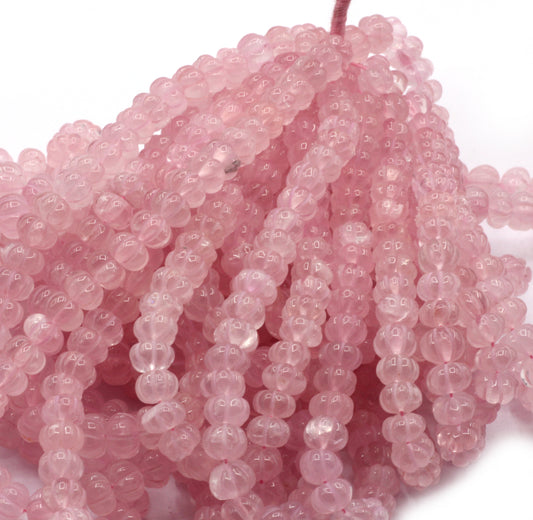 Rose Quartz Carved Water Melons, Carved pumpkins