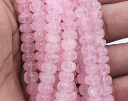 Rose Quartz Carved Water Melons, Carved pumpkins
