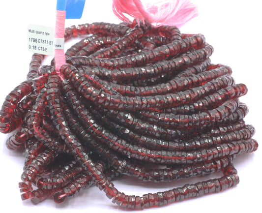 Garnet Beads Faceted Heshi, Faceted Donut, Faceted Tyre