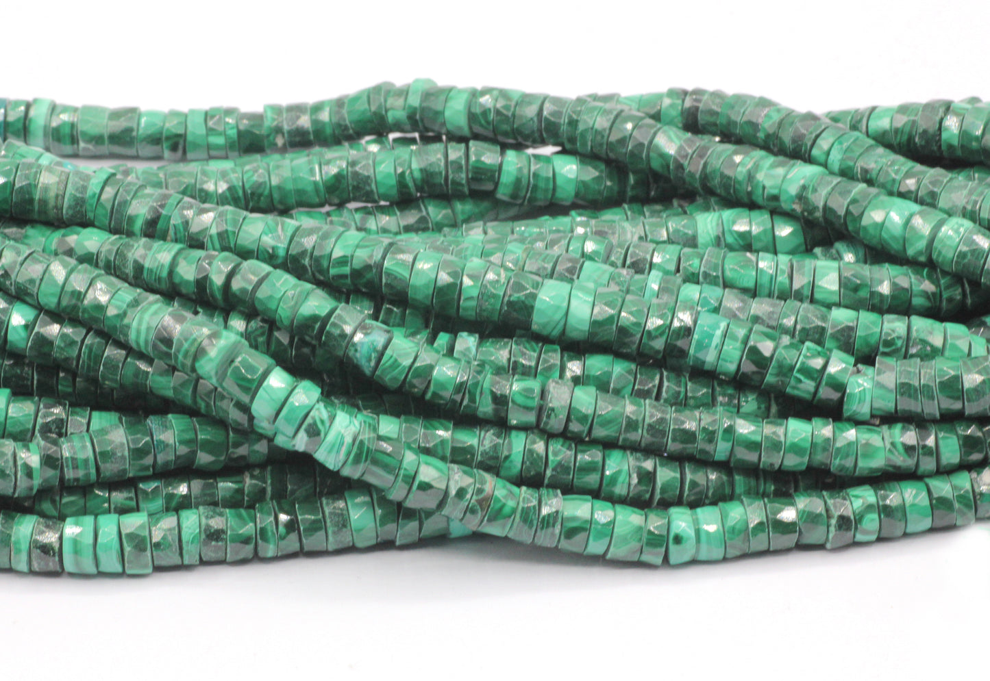 Malachite Beads Faceted Heshi, Faceted Donut, Faceted Tyre