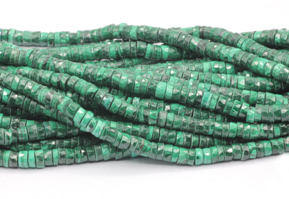 Malachite Beads Faceted Heshi, Faceted Donut, Faceted Tyre