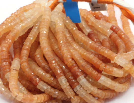 Peach Moonstone Beads Faceted Heshi, Faceted Donut, Faceted Tyre