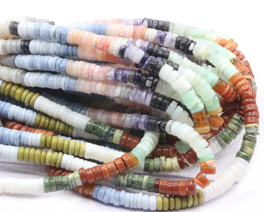 Multi Color Opal Smooth Heshi,Donuts, Tyre Beads, Natural Opal