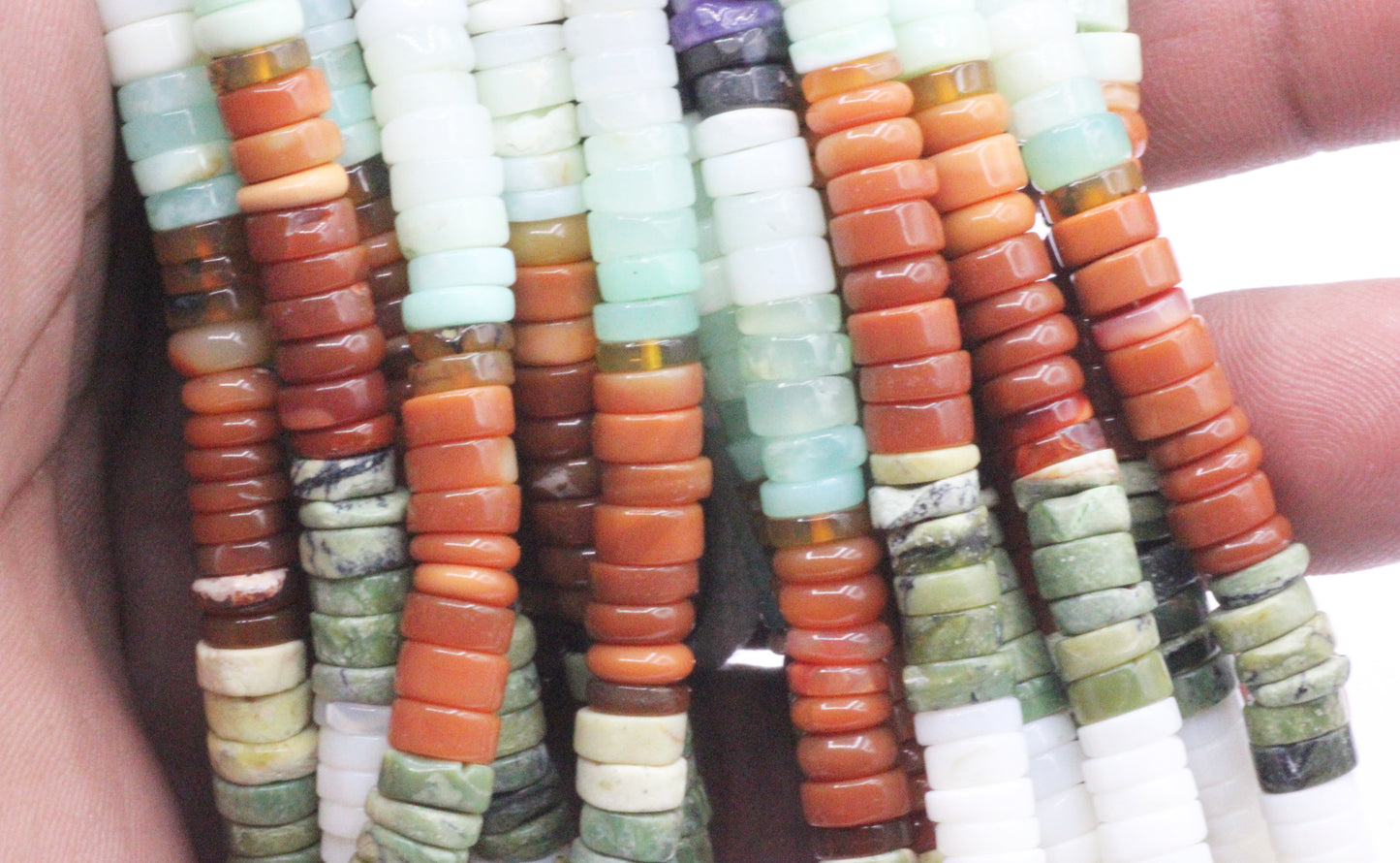 Multi Color Opal Smooth Heshi,Donuts, Tyre Beads, Natural Opal