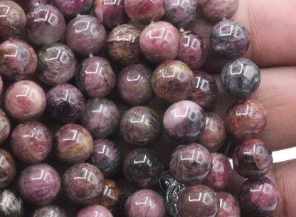 Pink Tourmaline Smooth Round Beads, Natural, 9-12 mm Graduated Size