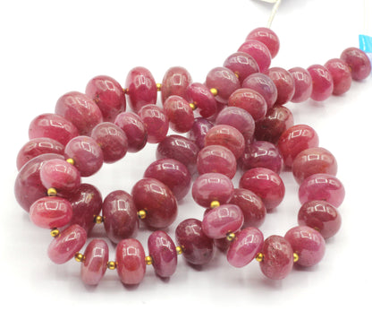 Ruby Smooth Roundel Beads, Natural Ruby