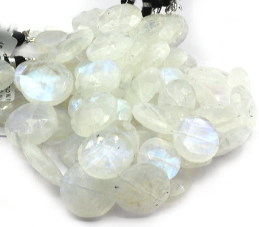 Moonstone Faceted Coin Beads