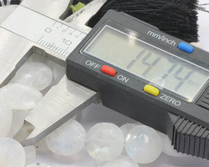 Rainbow Moonstone Faceted Coin Beads