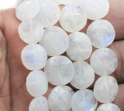 Rainbow Moonstone Faceted Coin Beads