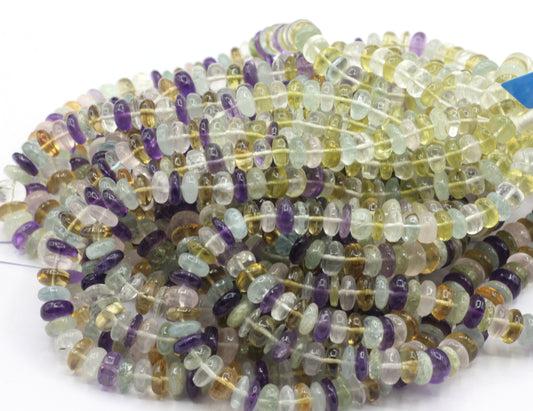Multi Gemstone Smooth Roundel Beads