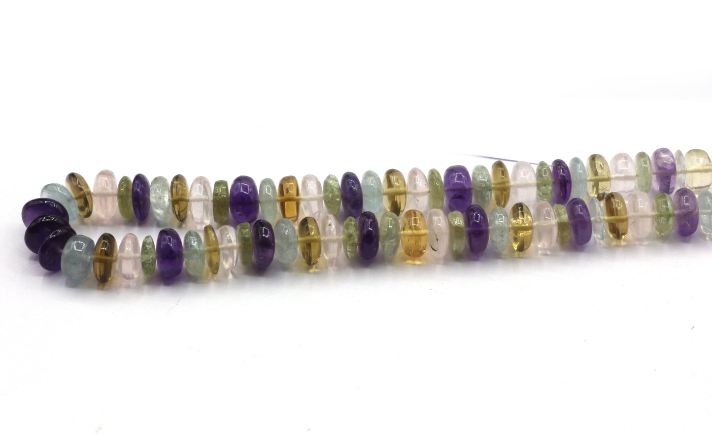 Multi Gemstone Smooth Roundel Beads