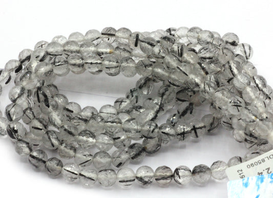 Dot Quartz Faceted Round Beads