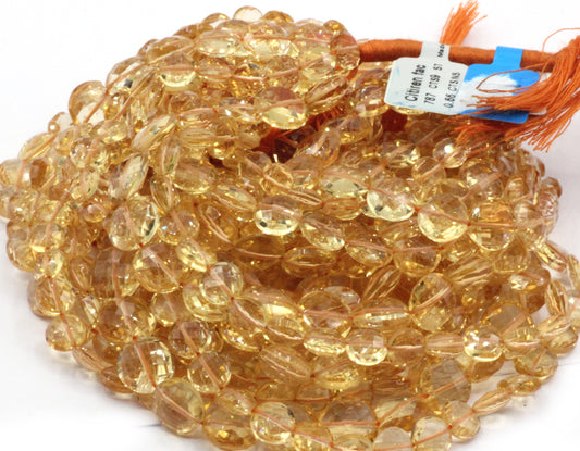 Citrine Faceted Coin Beads