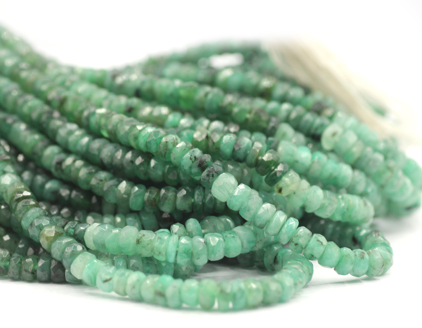 Emerald Faceted Wheel Beads, Faceted Beads