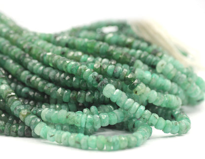 Emerald Faceted Wheel Beads, Faceted Beads