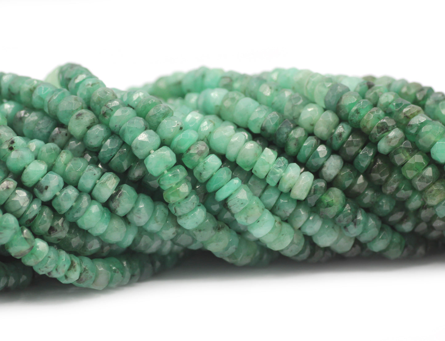 Emerald Faceted Wheel Beads, Faceted Beads