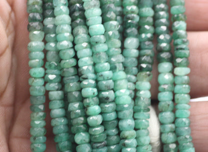 Emerald Faceted Wheel Beads, Faceted Beads