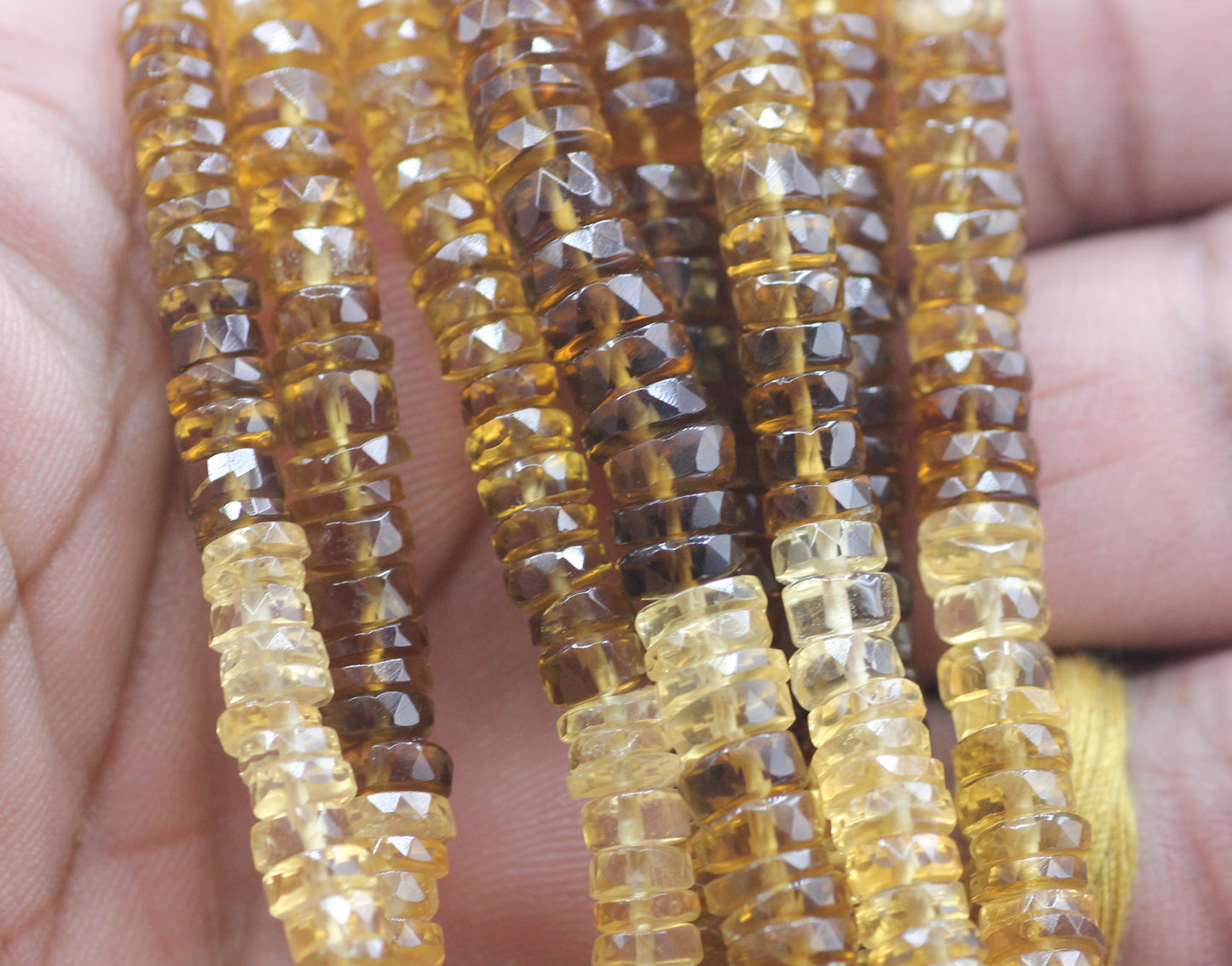 Beer Quartz Faceted Wheel Beads,Faceted Beads