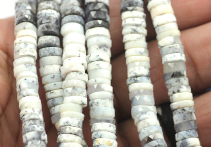 Dendrite opal Faceted Wheel Beads,Faceted Beads