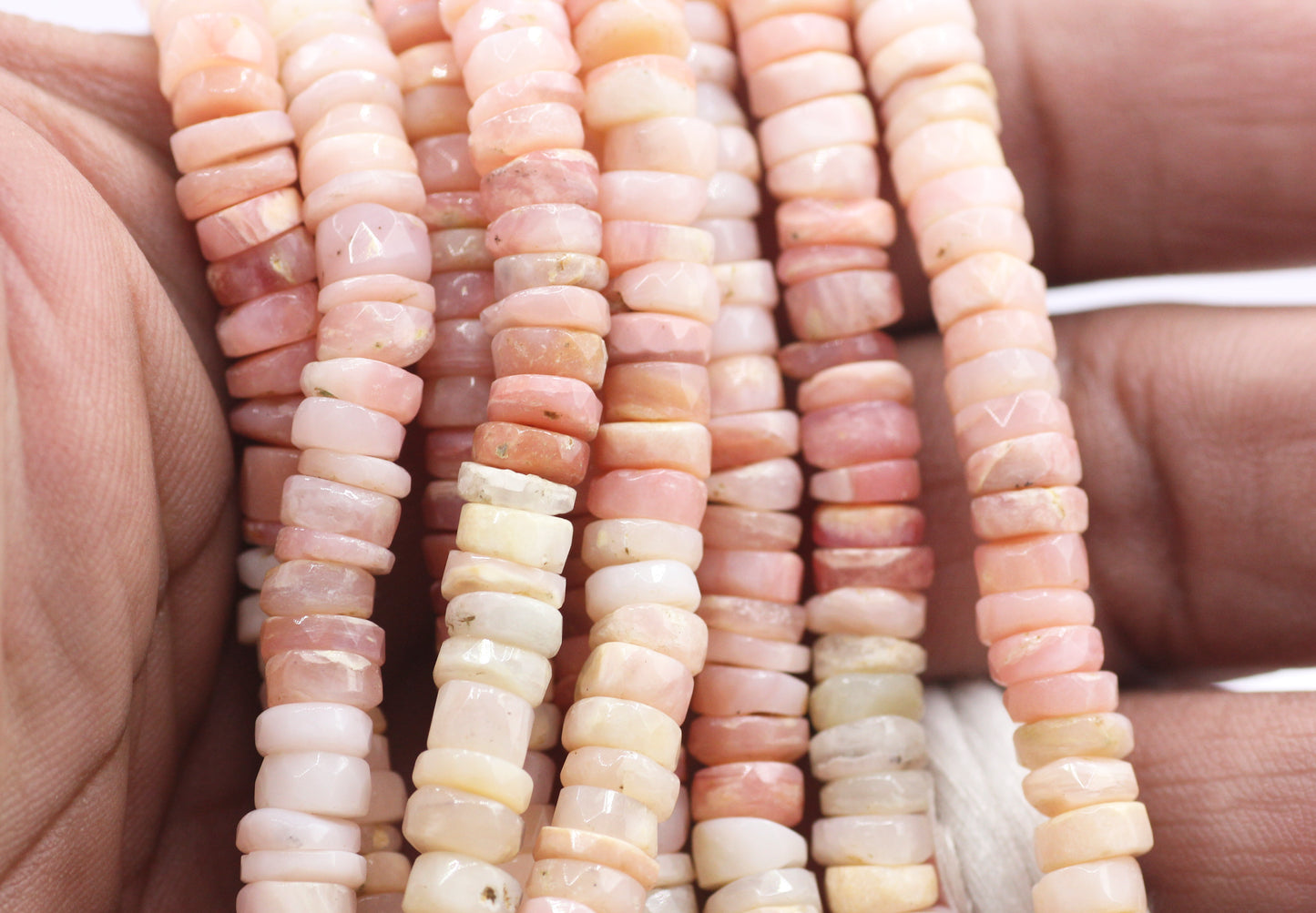Pink opal Faceted Wheel Beads,Faceted Beads