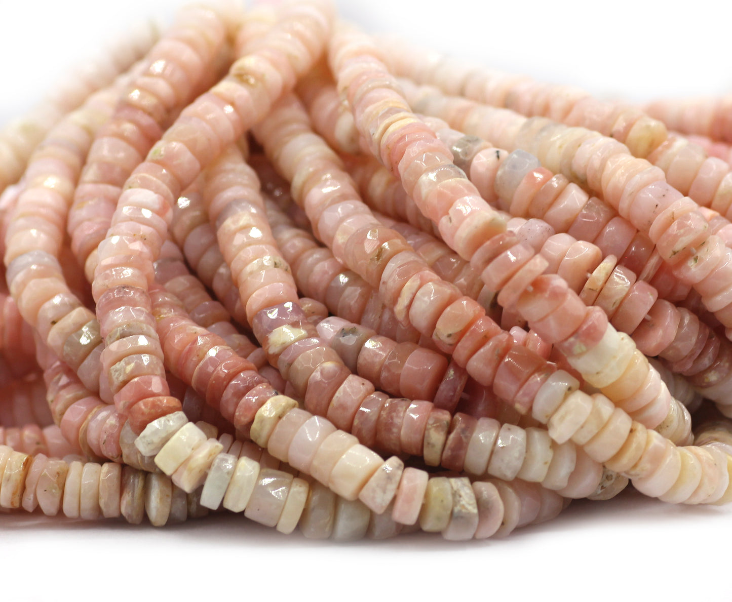 Pink opal Faceted Wheel Beads,Faceted Beads