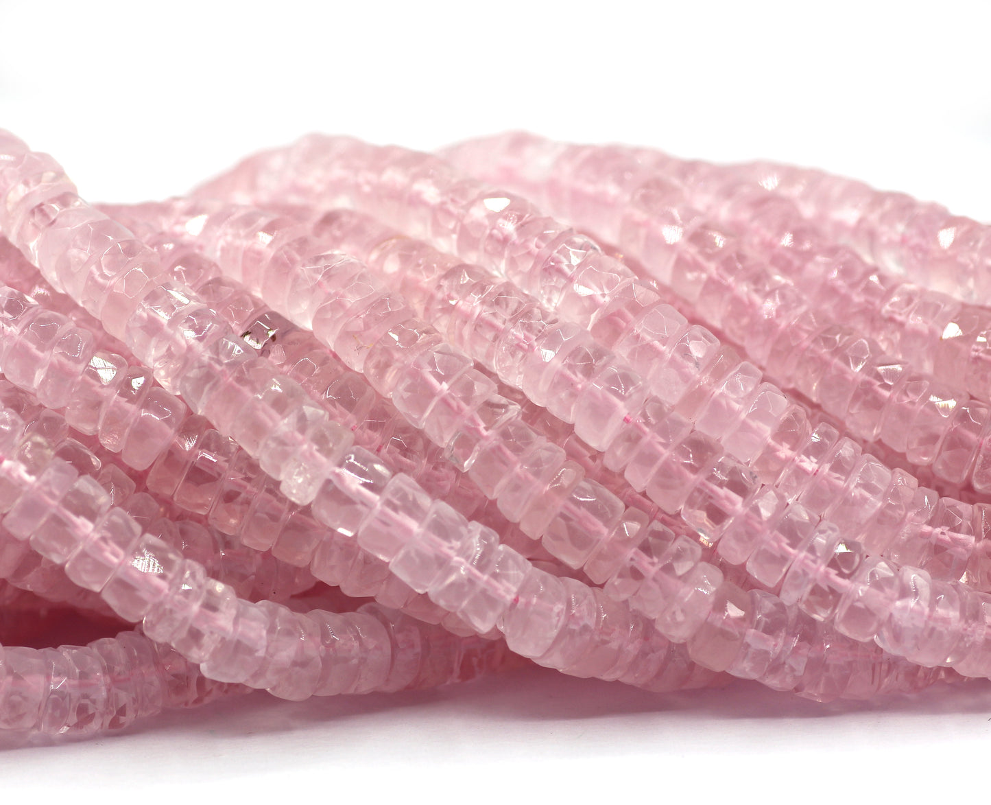 Rose Quartz Faceted Wheel Beads,Faceted Beads